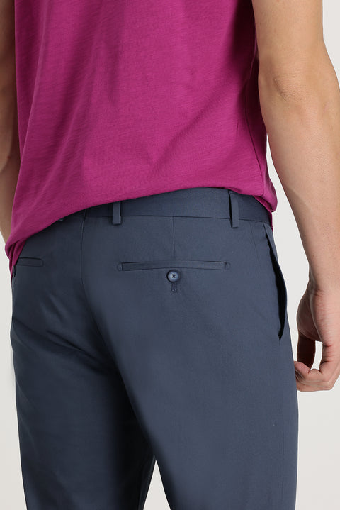 Medium Petrol 7 Drop Super Slim Fit Extra Narrow Cut Cotton Classic Fabric Trousers