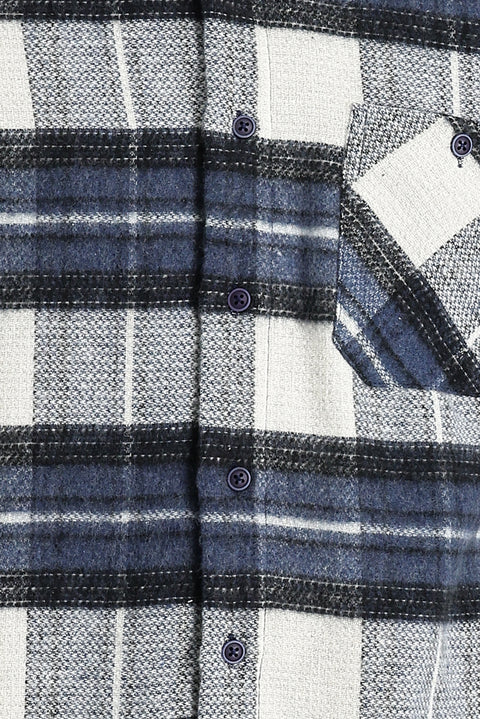 Dark Blue Long Sleeve Regular Fit Plaid Shacket Lumberjack Shirt