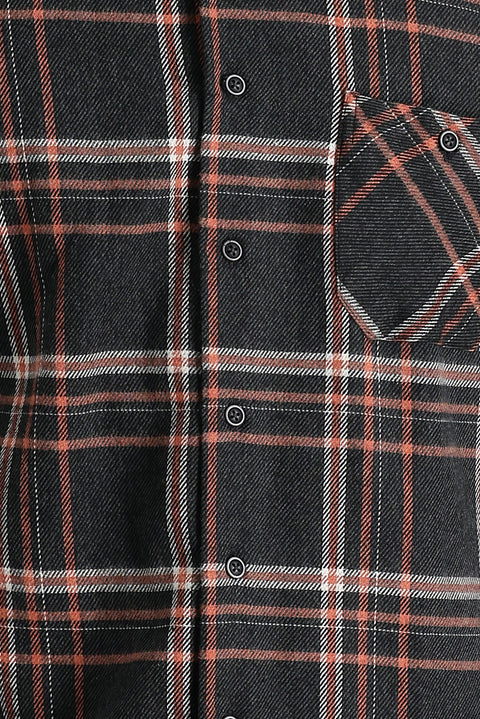 Black Regular Fit Plaid Shacket Lumberjack Cotton Shirt