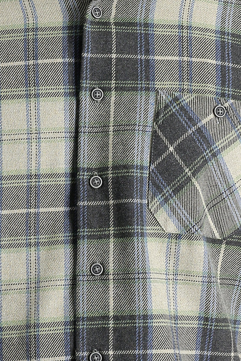 Light Grey Regular Fit Plaid Shacket Lumberjack Cotton Shirt