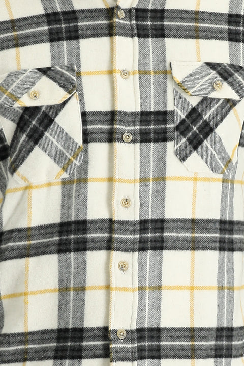 Off-white long-sleeved regular fit plaid shacket lumberjack shirt