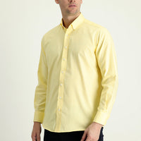 Light Yellow Long Sleeve Regular Fit Oxford Cotton Shirt