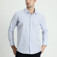 Light Blue Long Sleeve Slim Fit Striped Cotton Shirt
