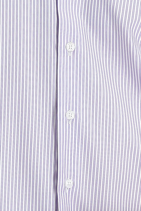 Lilac Long Sleeve Slim Fit Narrow Cut Striped Easy-Iron Shirt