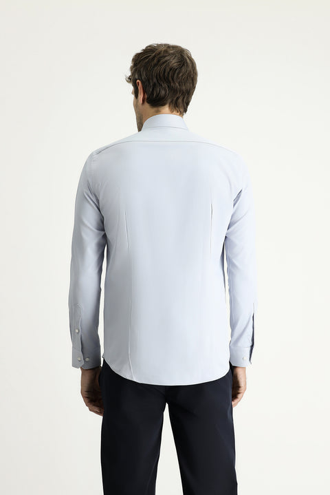Açık Gri Uzun Kol Slim Fit Dar Kesim Klasik Pamuklu Gömlek