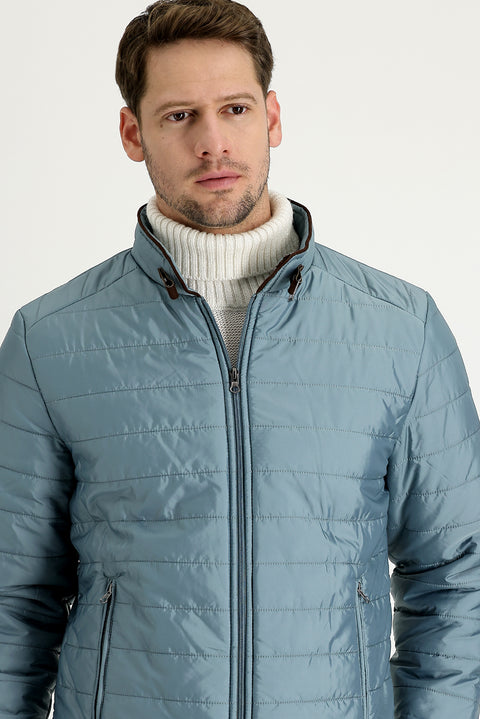 Orta Petrol Super Slim Fit Ekstra Dar Kesim Kapitone Spor Mont