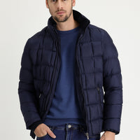 Medium Navy Slim Fit Hooded Quilted Jacket