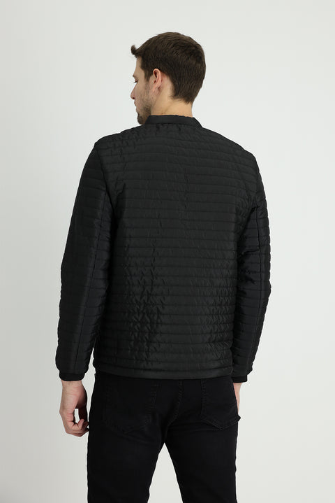 Siyah Slim Fit Dar Kesim Ribanalı Spor Mont