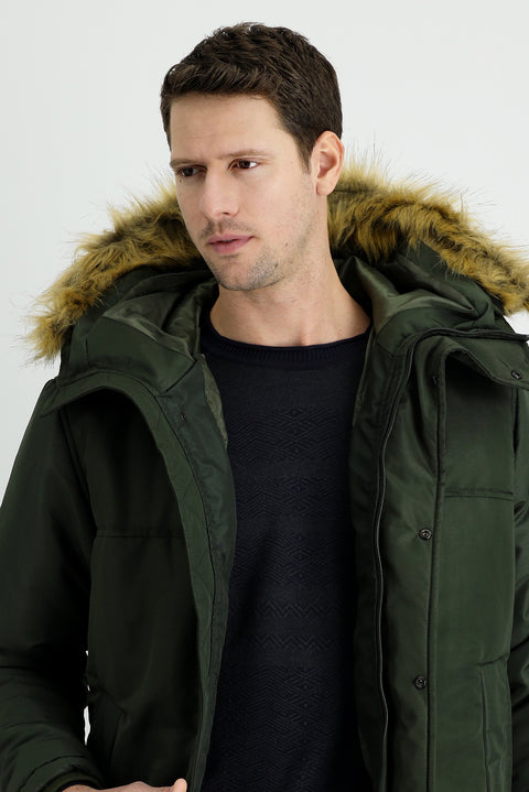Medium Khaki Hooded Sport Jacket