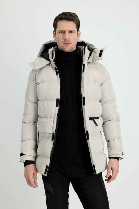 Stone Hooded Sports Puffy Jacket
