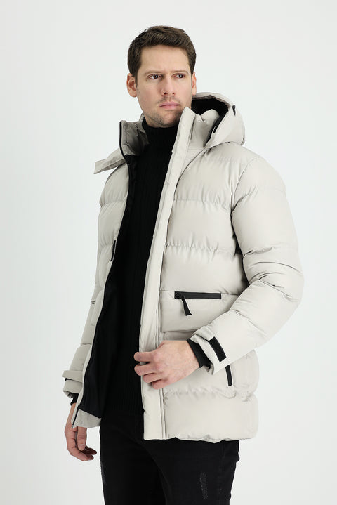 Stone Hooded Sports Puffy Jacket