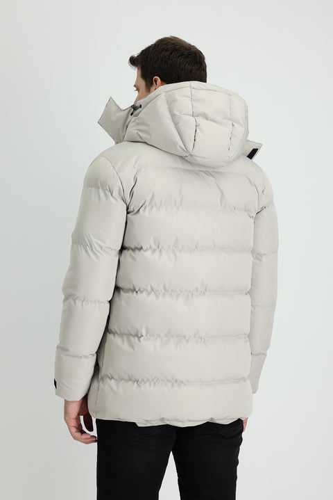 Stone Hooded Sports Puffy Jacket