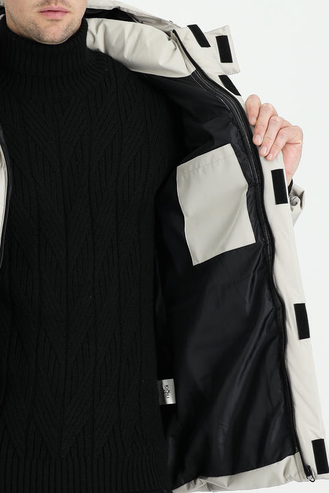 Stone Hooded Sports Puffy Jacket