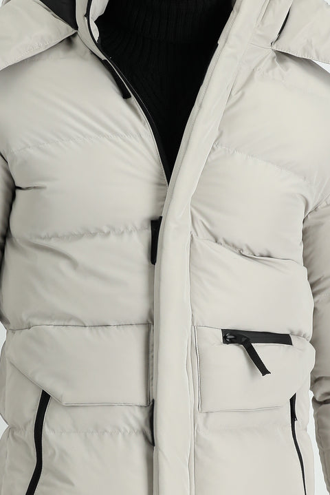 Stone Hooded Sports Puffy Jacket