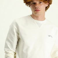 Off-white crew neck slim fit printed cotton sweatshirt.