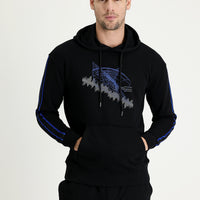 Black Hooded Slim Fit Printed Sweatshirt