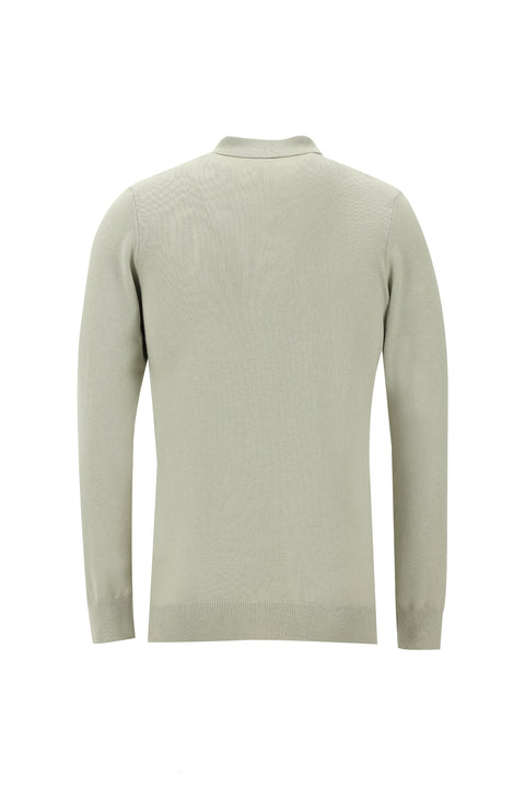 Stone Polo Collar Slim Fit Knit Sweater