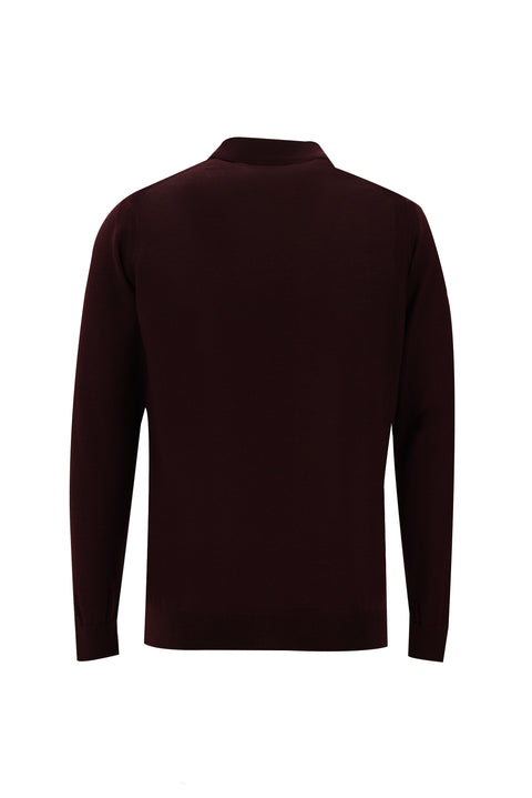 Dark Claret Red Polo Neck Regular Fit Knitwear Sweater