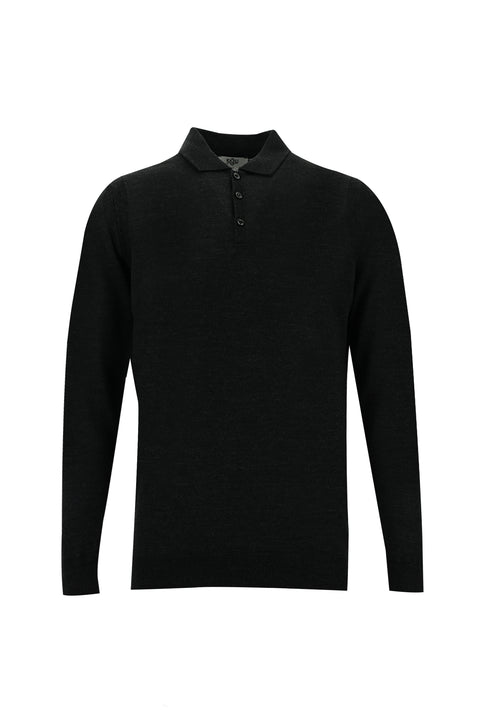 Medium Anthracite Polo Neck Regular Fit Knitwear Sweater