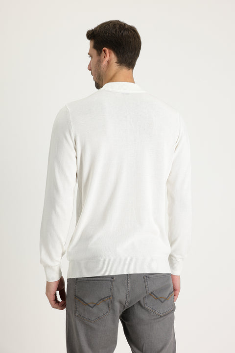 Off-white Semi-Turtleneck Regular Fit Knitted Sweater