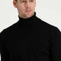 Black Turtleneck Regular Fit Knitted Sweater