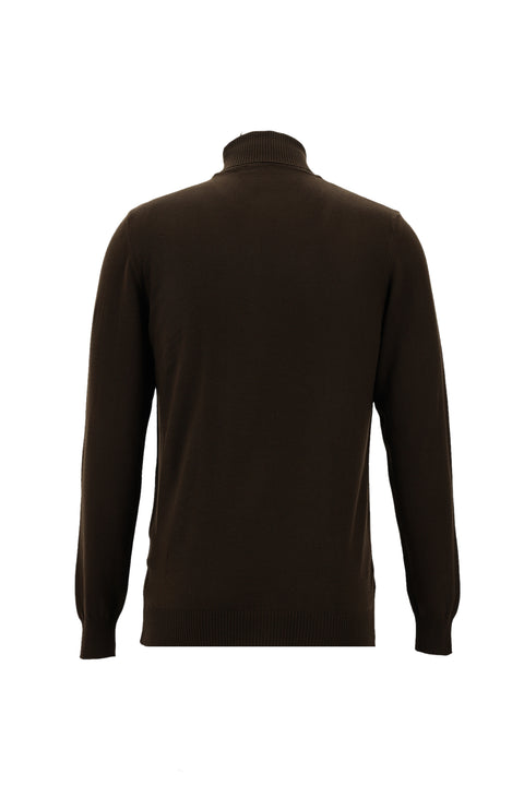 Dark Brown Turtleneck Regular Fit Knitted Sweater