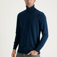 Medium Petrol Turtleneck Regular Fit Knit Sweater