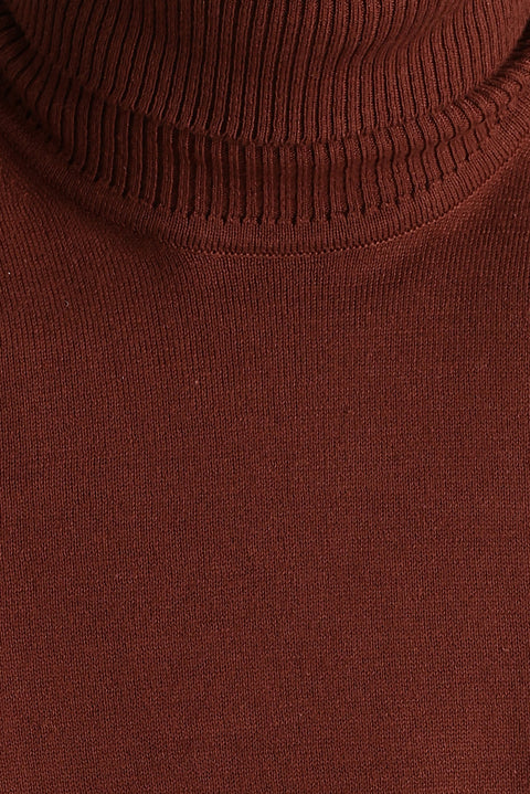 Tile-colored Turtleneck Regular Fit Knitted Sweater