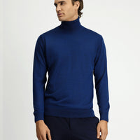 Dark Petrol Turtleneck Regular Fit Wool Knit Sweater