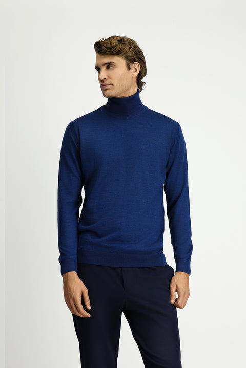 Dark Petrol Turtleneck Regular Fit Wool Knit Sweater
