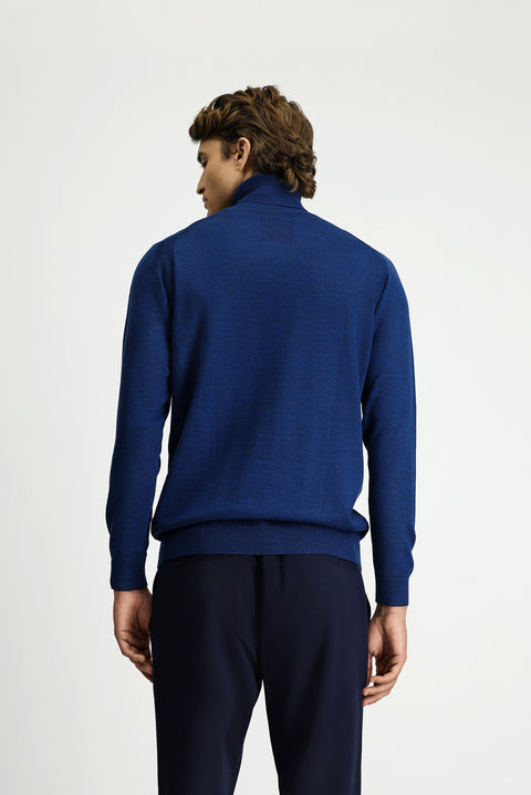 Dark Petrol Turtleneck Regular Fit Wool Knit Sweater