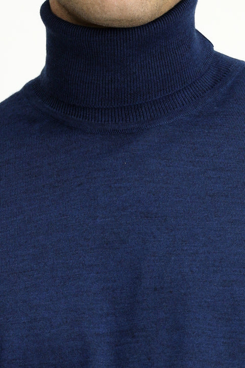 Dark Petrol Turtleneck Regular Fit Wool Knit Sweater