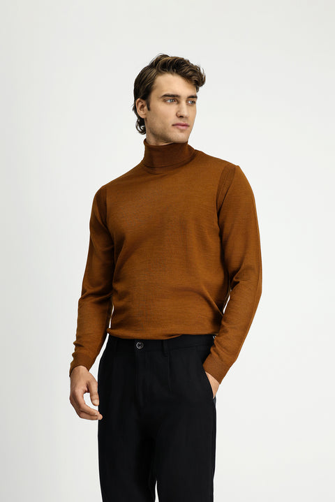 Tarçın Balıkçı Yaka Regular Fit Yünlü Triko Kazak