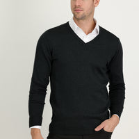 Dark Anthracite V-Neck Regular Fit Knitwear Sweater
