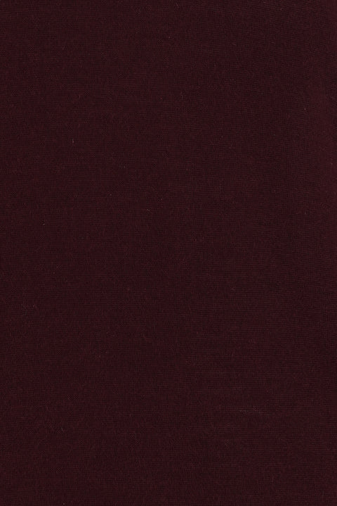 Dark Burgundy V-Neck Regular Fit Wool Knit Sweater
