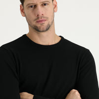 Black Crew Neck Regular Fit Knitted Sweater