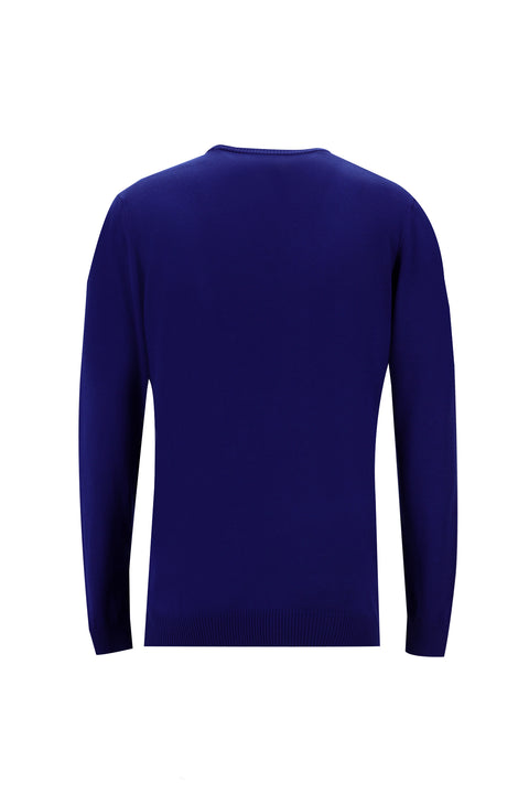 Navy Blue Crew Neck Regular Fit Knitted Sweater