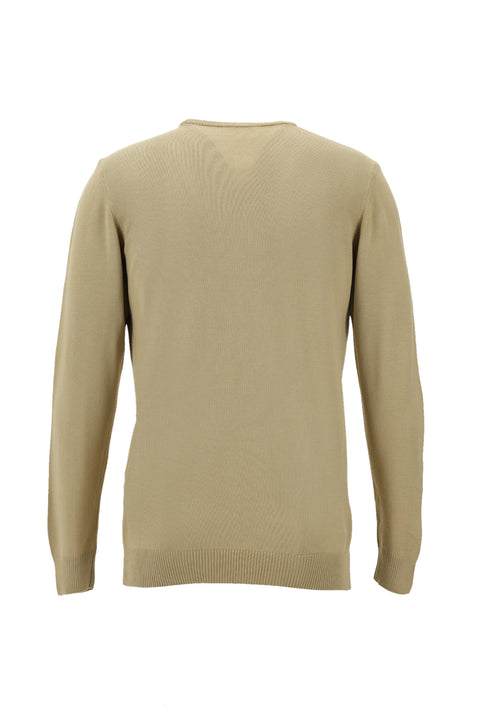 Light Beige Crew Neck Regular Fit Knitted Sweater