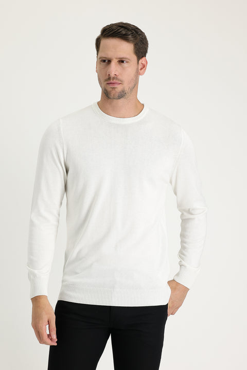Off-white crew neck regular fit knitted sweater