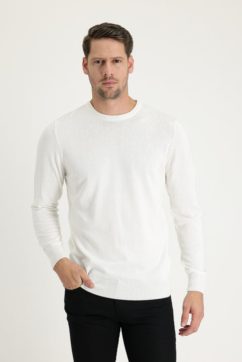Off-white crew neck regular fit knitted sweater