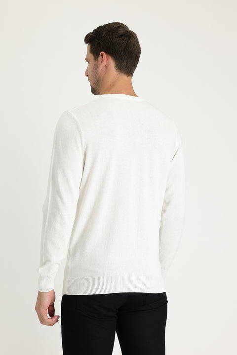 Off-white crew neck regular fit knitted sweater