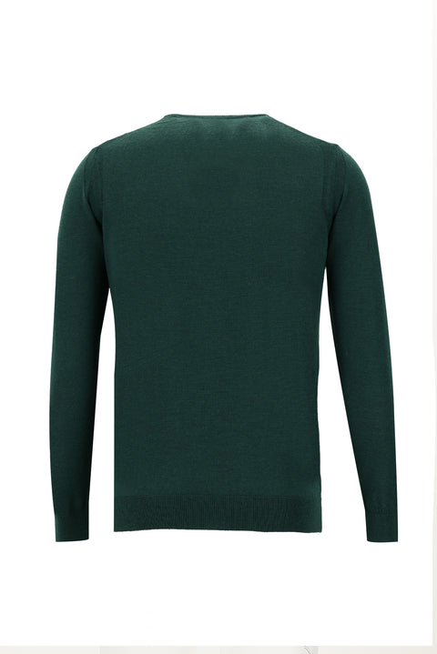 Navy Blue Crew Neck Regular Fit Wool Knit Sweater