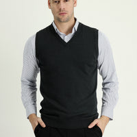 Dark Anthracite V-Neck Knit Sweater