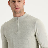 Stone Turtleneck Slim Fit Narrow Cut Zip-Up Patterned Cotton Knit Sweater