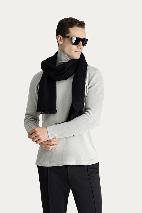 Stone Turtleneck Slim Fit Narrow Cut Patterned Cotton Knit Sweater