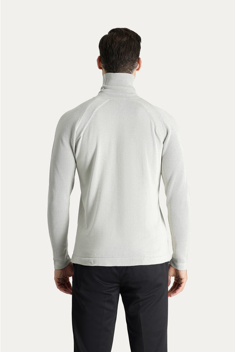 Stone Turtleneck Slim Fit Narrow Cut Patterned Cotton Knit Sweater