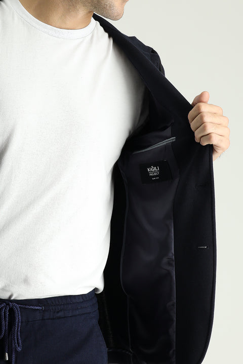 Black Navy 7 Drop Super Slim Fit Extra Narrow Cut Hooded Sport Knit Jacket