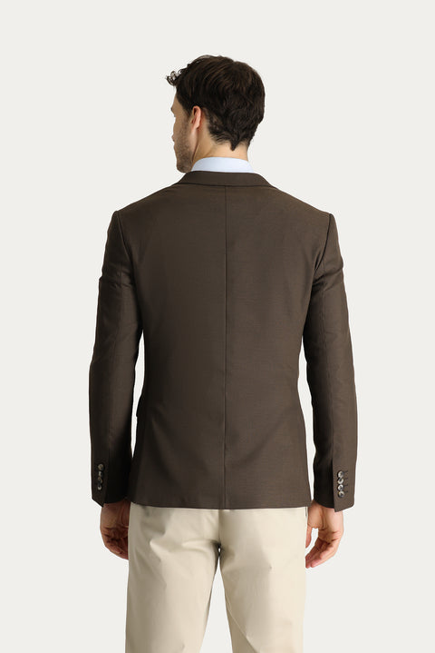 Koyu Kahve 7 Drop Super Slim Fit Eksra Dar Kesim Klasik Desenli Ceket