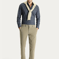 Light Mink Regular Fit Standard Cut Lycra Velvet Trousers
