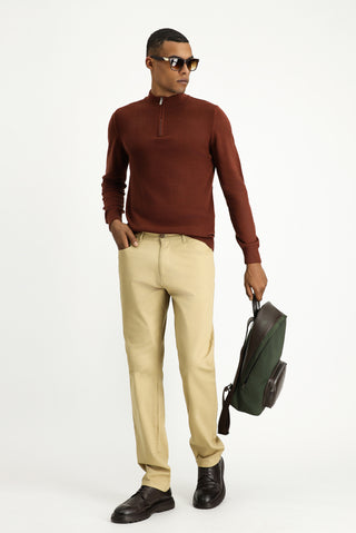 Açık Bej Regular Fit Standart Kesim Likralı Kanvas / Chino Pantolon